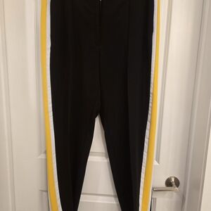 Karl Lagerfeld Black Pants with Yellow and White Stripes